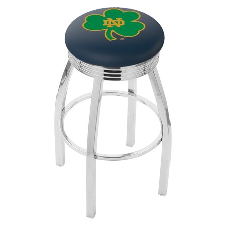 Holland Bar Stool Co 30" Chrome Notre Dame Shamrock Swivel Bar Stool, Accent Ring L8C3C30ND-Shm